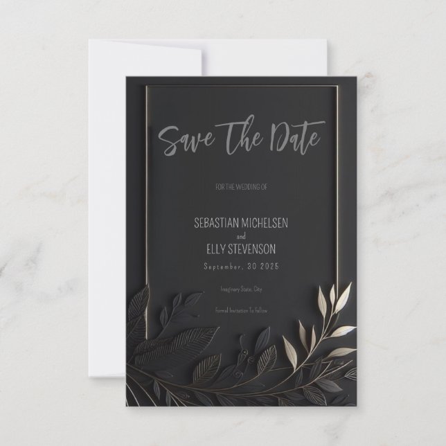 Golden Elegance Wedding Save The Date Card (Front)