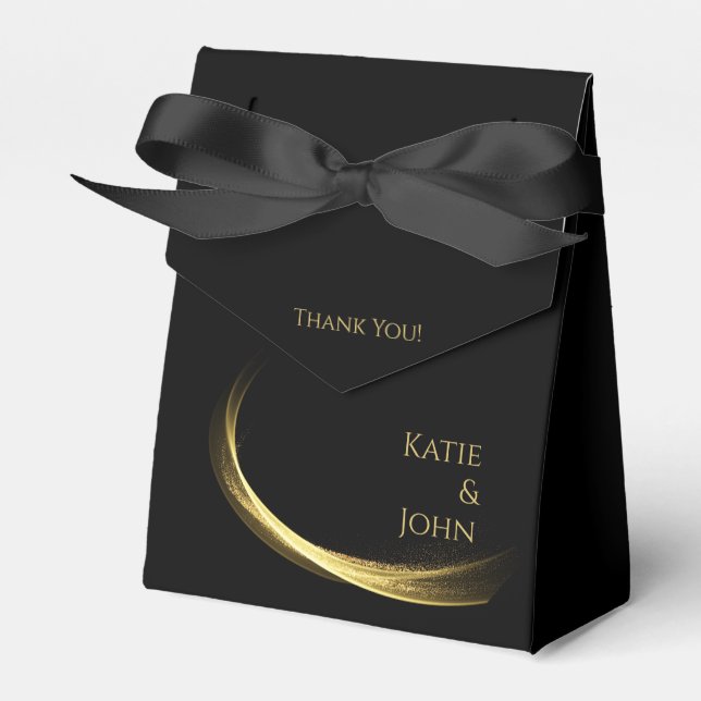 Golden Elegance-Wedding Thank you- Favor Boxes (Front Side)