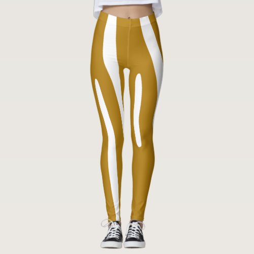 Golden Elegance White Striped Legging Design