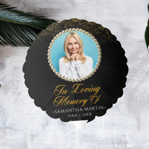 Golden Elegant Funeral Photo Memorial Balloon