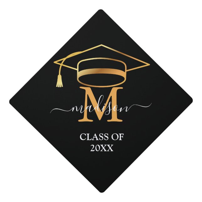 golden elegant graduation cap topper (Front)