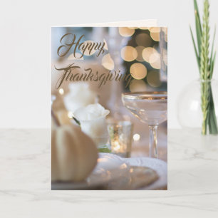 Golden Elegant Happy Thanksgiving Holiday Card