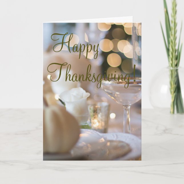 Golden Elegant Happy Thanksgiving Holiday Card (Front)