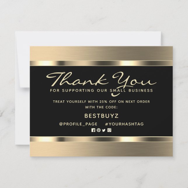 Golden elegant luxury  thank you card (Front)