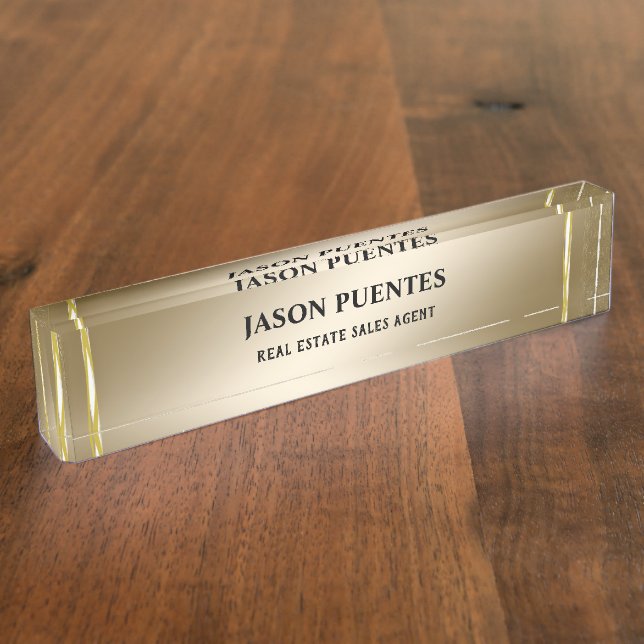 Golden elegant modern desk name plate (Side)