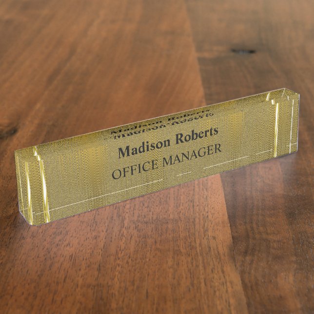 Golden elegant modern professionally desk name plate (Side)