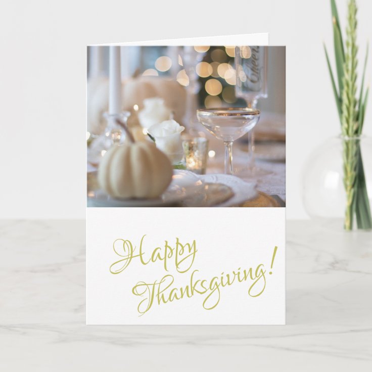 Golden Elegant Photo Happy Thanksgiving Holiday Card | Zazzle