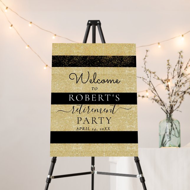 Golden Elegant Retirement Party Welcome sign (In Situ (Stand))
