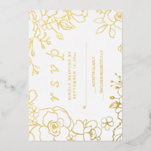 Golden Elegant Wedding RSVP Real Gold Foil Invitation