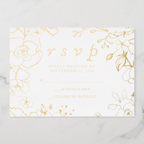 Golden Elegant Wedding RSVP Real Gold Foil Invitation