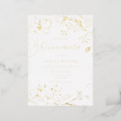 Golden Elegant White Modern Quinceanera Real Gold Foil Invitation (Standing Front)