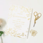 Golden Elegant White Modern Quinceanera Real Gold Foil Invitation<br><div class="desc">Golden Elegant White Modern Quinceanera Real Gold Foil Invitation

See other invitations in our Niche and Nest Store</div>