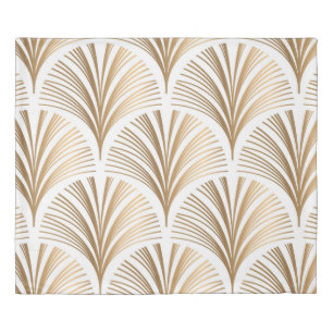 Golden elements on white background. Vintage seaml Duvet Cover