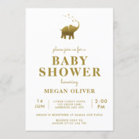 Golden Elephant Baby Shower Invitation