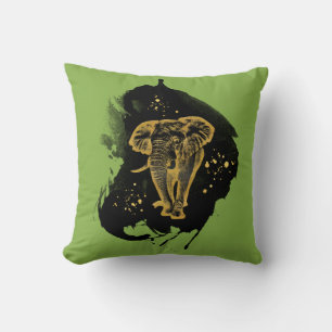 Golden Elephant Kissen Greenery Throw Pillow
