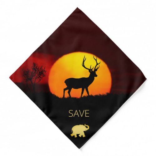 Golden elephant reindeer silhouette and sunrise bandana