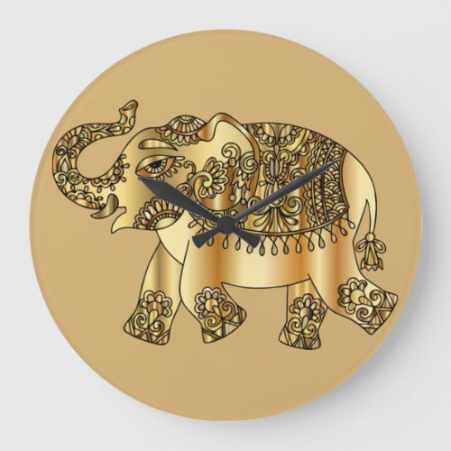 Golden Elephant Wall Clock