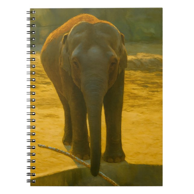 Golden Elephant Wisdom – Majestic Wildlife Notebook (Front)