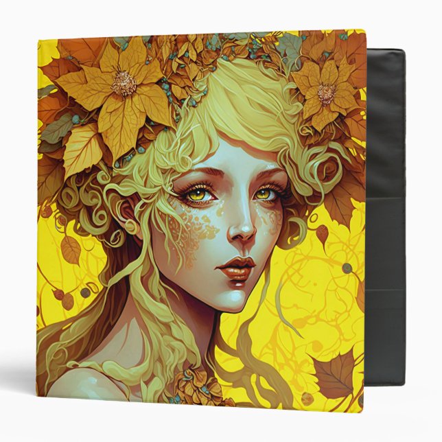 Golden Elf Fairy Fae Fantasy Art 3 Ring Binder (Front/Inside)