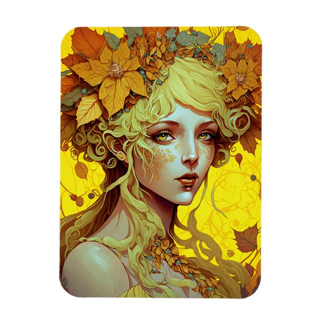 Golden Elf Fairy Fae Fantasy Art Magnet (Vertical)