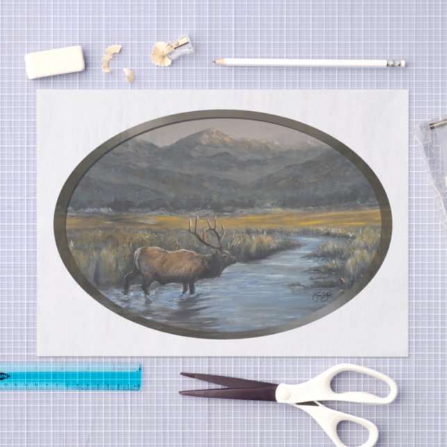 Golden Elk - Oval Tissue Paper (Craft)