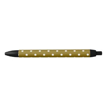 Golden Elm Polka Dots Black Ink Pen by LokisColors at Zazzle