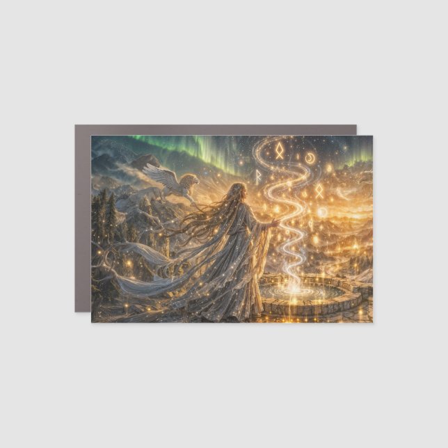 Golden Elven Fantasy Light – Impressionist Fantasy Car Magnet (Front)