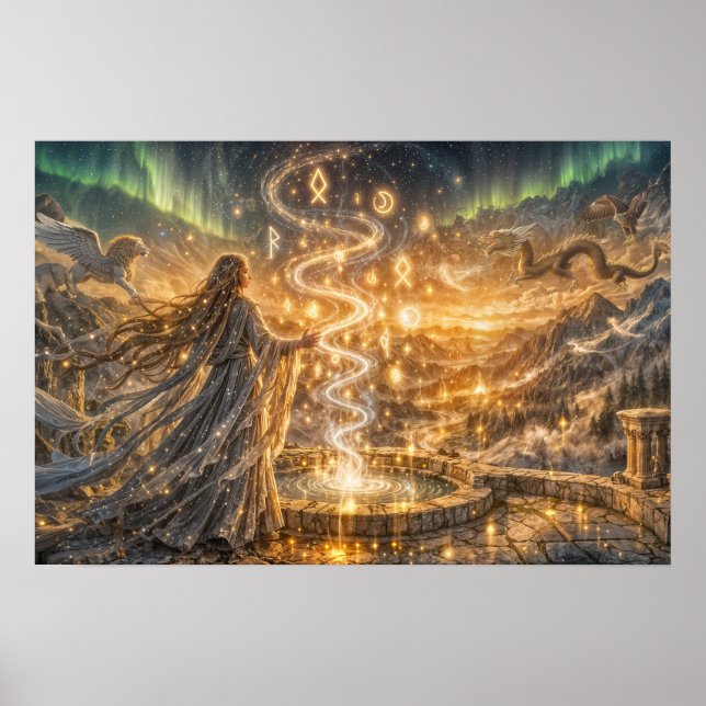 Golden Elven Fantasy Light Impressionist Fantasy Poster (Front)