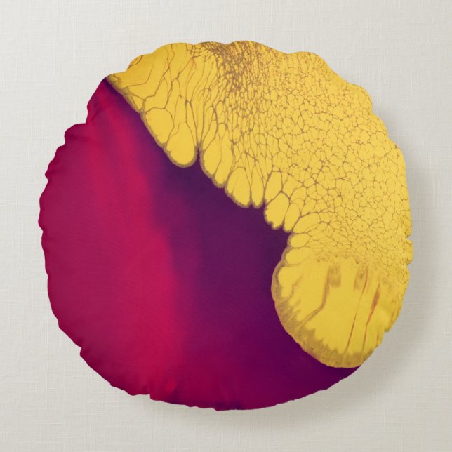Golden Ember Abstract Round Pillow (Front)