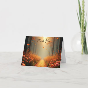 Golden Ember Autumn Woodland Stroll Letterpress Thank You Card