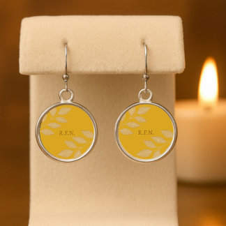 Golden Ember Monogram Leaves Earrings