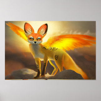 Golden Emberwing Fox – Mythical Sunrise Guardian Poster