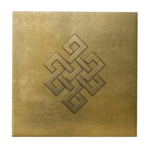 Golden Embossed Endless Knot Ceramic Tile