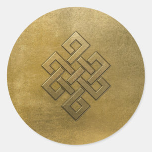 Golden Embossed Endless Knot Classic Round Sticker