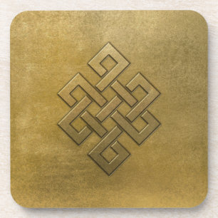 Golden Embossed Endless Knot Drink Coaster