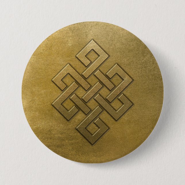 Golden Embossed Endless Knot Pinback Button (Front)