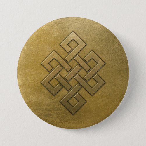 Golden Embossed Endless Knot Pinback Button