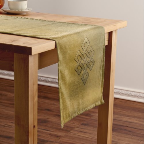 Golden Embossed Endless Knot Short Table Runner