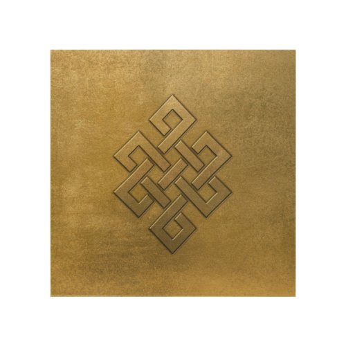 Golden Embossed Endless Knot Wood Wall Decor