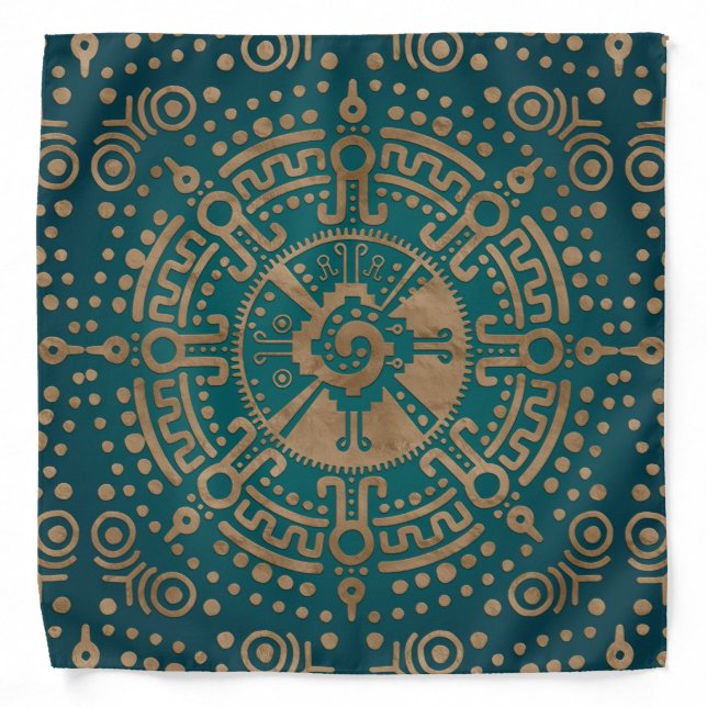 Golden Embossed Hunab Ku Mayan symbol Bandana (Front)