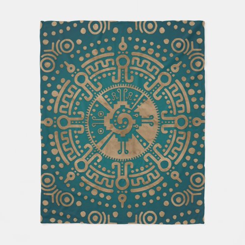 Golden Embossed Hunab Ku Mayan symbol Fleece Blanket