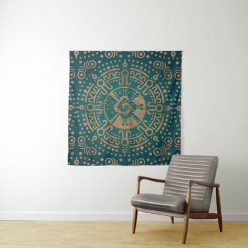 Golden Embossed Hunab Ku Mayan symbol Tapestry