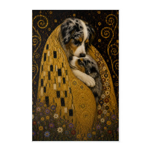 Golden Embrace Australian Shepherd Fantasy Portrai Acrylic Print