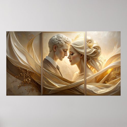 Golden Embrace: Ethereal Couple Portrait in Silk a