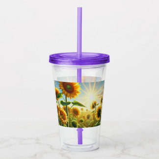 Golden Embrace Sunflower Acrylic Tumbler