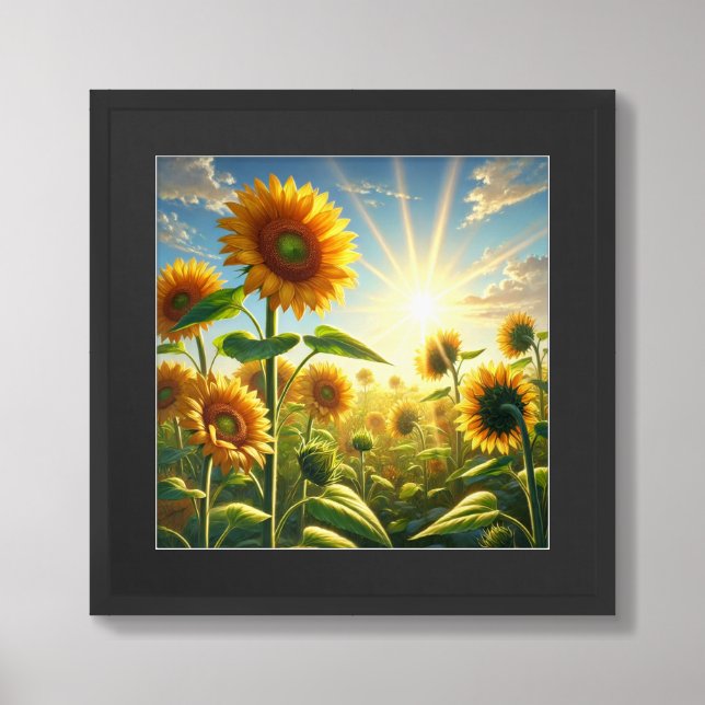 Golden Embrace Sunflower  Framed Art (Framed Front)