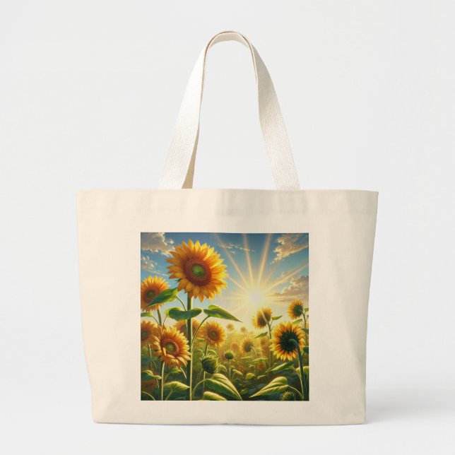 Golden Embrace Sunflower  Large Tote Bag (Front)