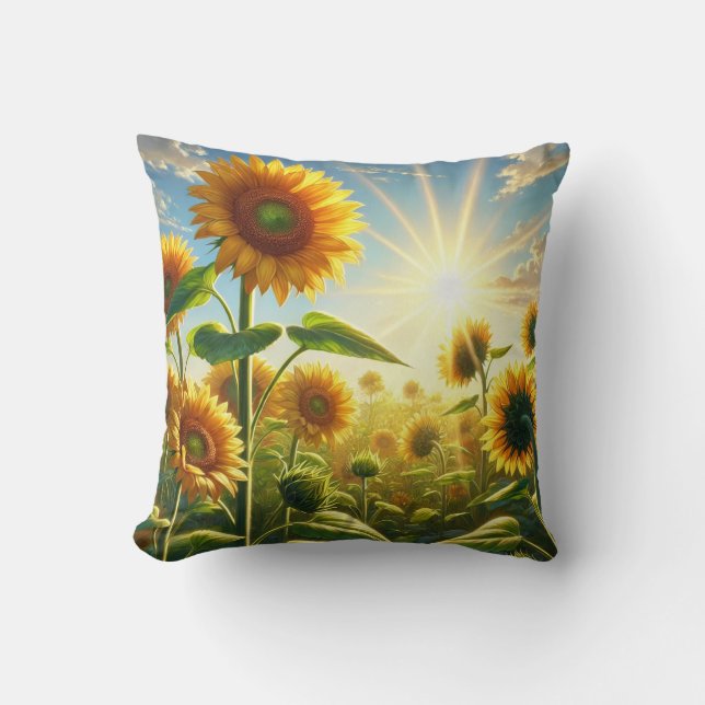 Golden Embrace Sunflower  Throw Pillow (Front)