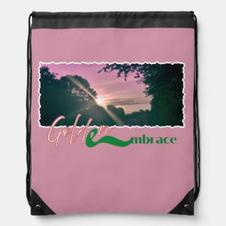 Golden Embrace Sunset Landscape Print Drawstring Bag