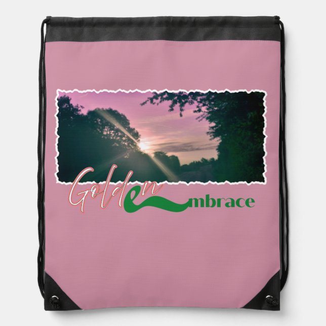 Golden Embrace Sunset Landscape Print Drawstring Bag (Front)